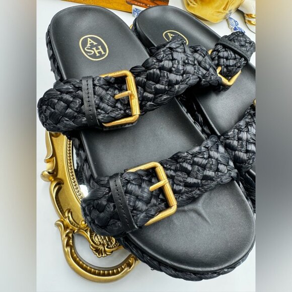 🆕 ASH 🧿 NWOT Black Ziggy Woven Platform Sandals, Sz 38 - Picture 11 of 16